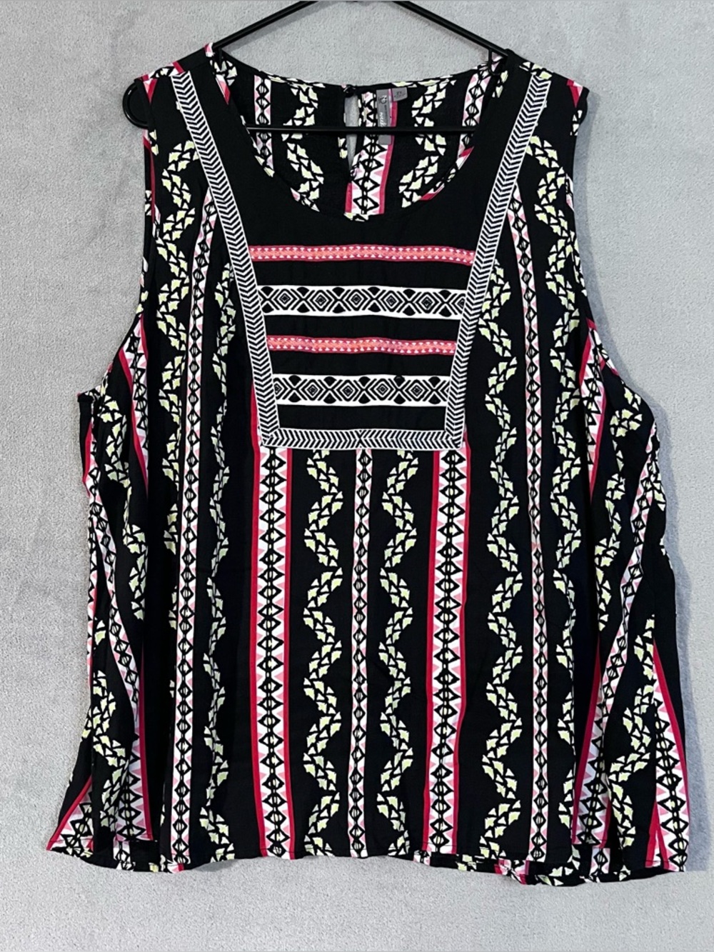 New Directions Curvy Sleeveless Top Aztec Multicolor Womens Plus 2X Rayon